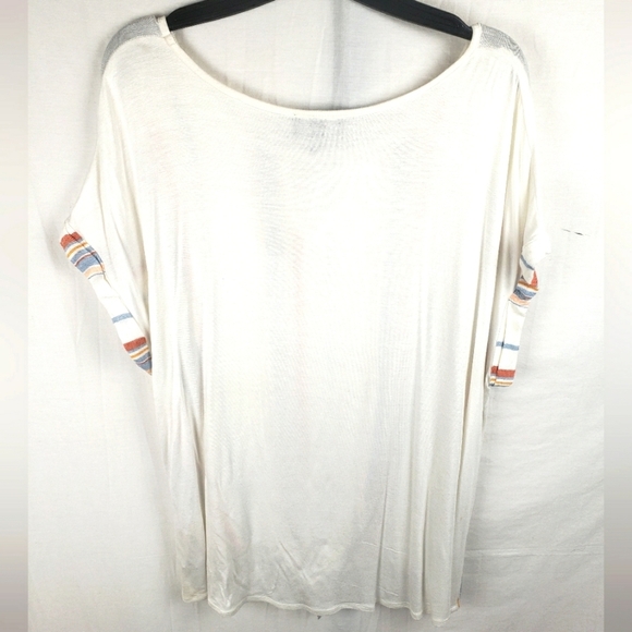 IZ Byer Women's Striped White Short Sleeve Shirt Sz XXL - Picture 2 of 7